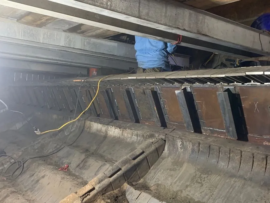 Feed table assembly reinstalled